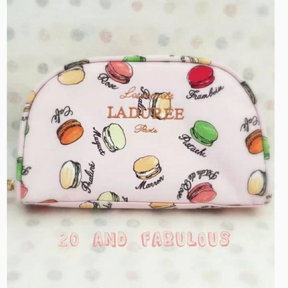 NEW Ladurée Macaron Pattern Makeup Pouch - White